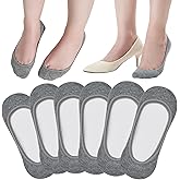 ATBITER No Show Socks Womens Flats, 6 Pairs Non Slip Invisible Ultra Low Cut Liner Footies Socks for Loafer Boat