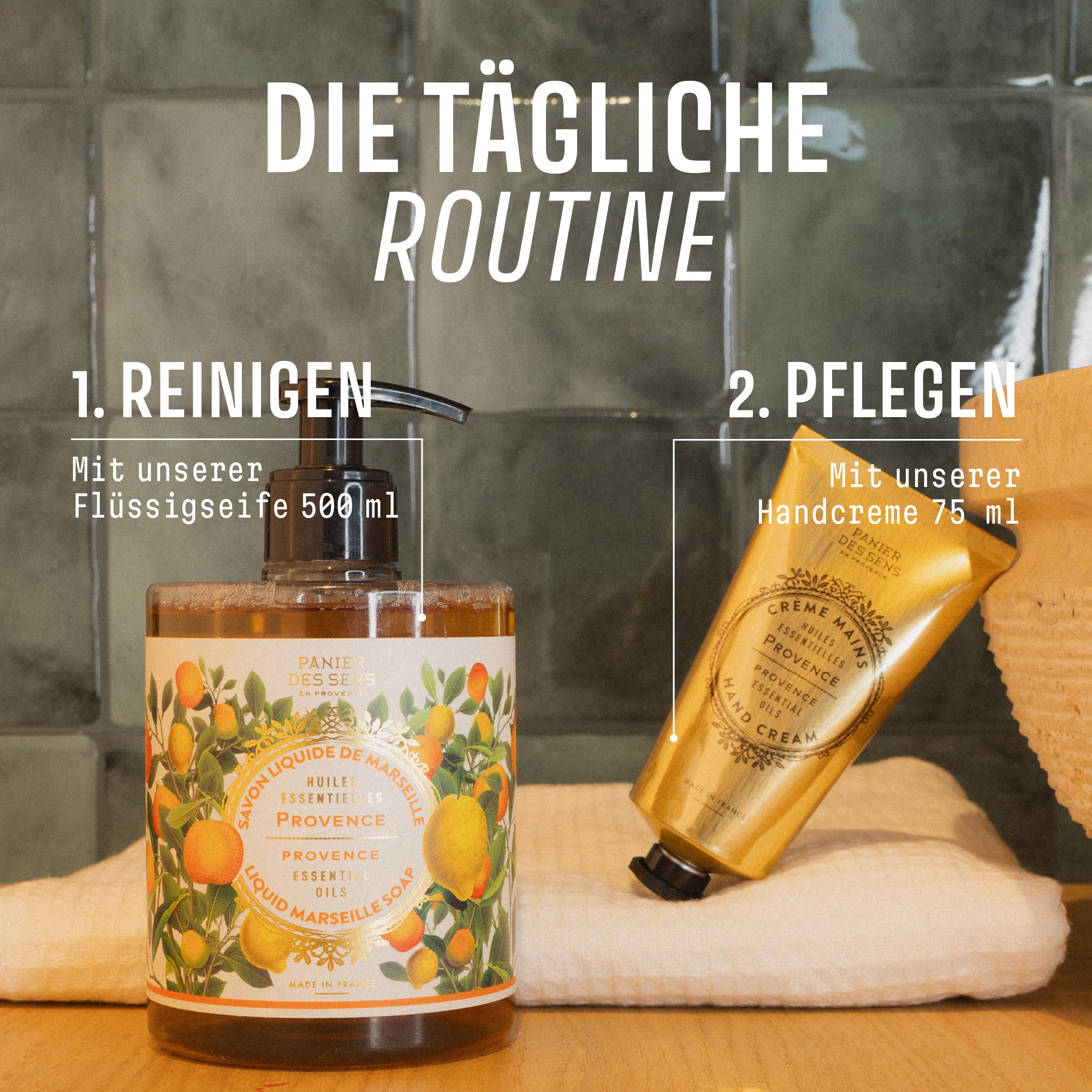 Panier des Sens Zitrusduft Provence Handseife flüssig 500ml - Savon de Marseille Seife - Feuchtigkeitsspendende Flüssigseife mit Kokosnussöl - mit 97 % natürliche Inhaltsstoffe - Nachfüllbare 7