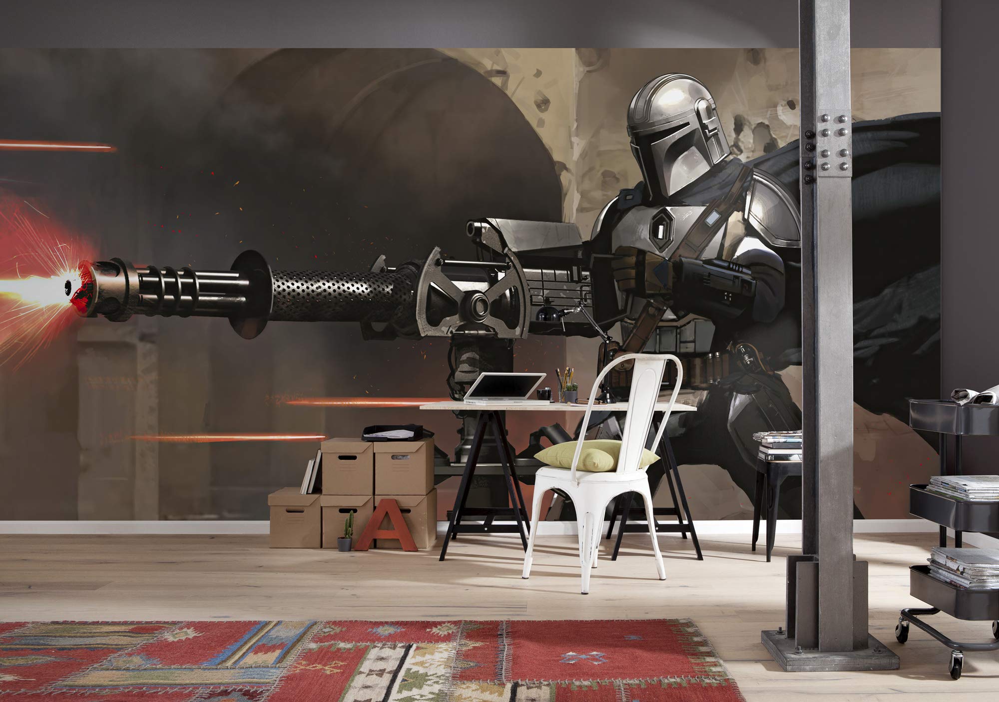 Komar DX10-088 Fleece Star Wars Mandalorian Blaster Size 500 x 250 cm 10 Panels Width 50 cm Baby Yoda The Child Wall Decoration Photo Wallpaper Colourful