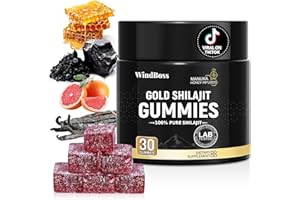Windboss. Organic Shlajit Gummies | Organic Blood Orange Oil Flavor | Cane Sugar Free, Sweetened by Organic Manuka Honey | Clean Formula | Heart & Brain, Cellular Health 30 Healthy Gummies