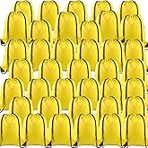 KUUQA 40Pcs Drawstring Backpack Bags Bulk Yellow Drawstring Bag Foldable Gym Bag Sport Cinch Sack String Backpack Storage Bags for Women Men Shopping Gym Travel Sports