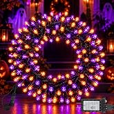FairyGlim Halloween String Lights Plug in,33FT 100 LED String Lights with 8 Modes &amp; Timer, Halloween Decorations for Party Carnival Supplies, Outdoor Indoor Yard Garden Decor, Purple &amp; Orange