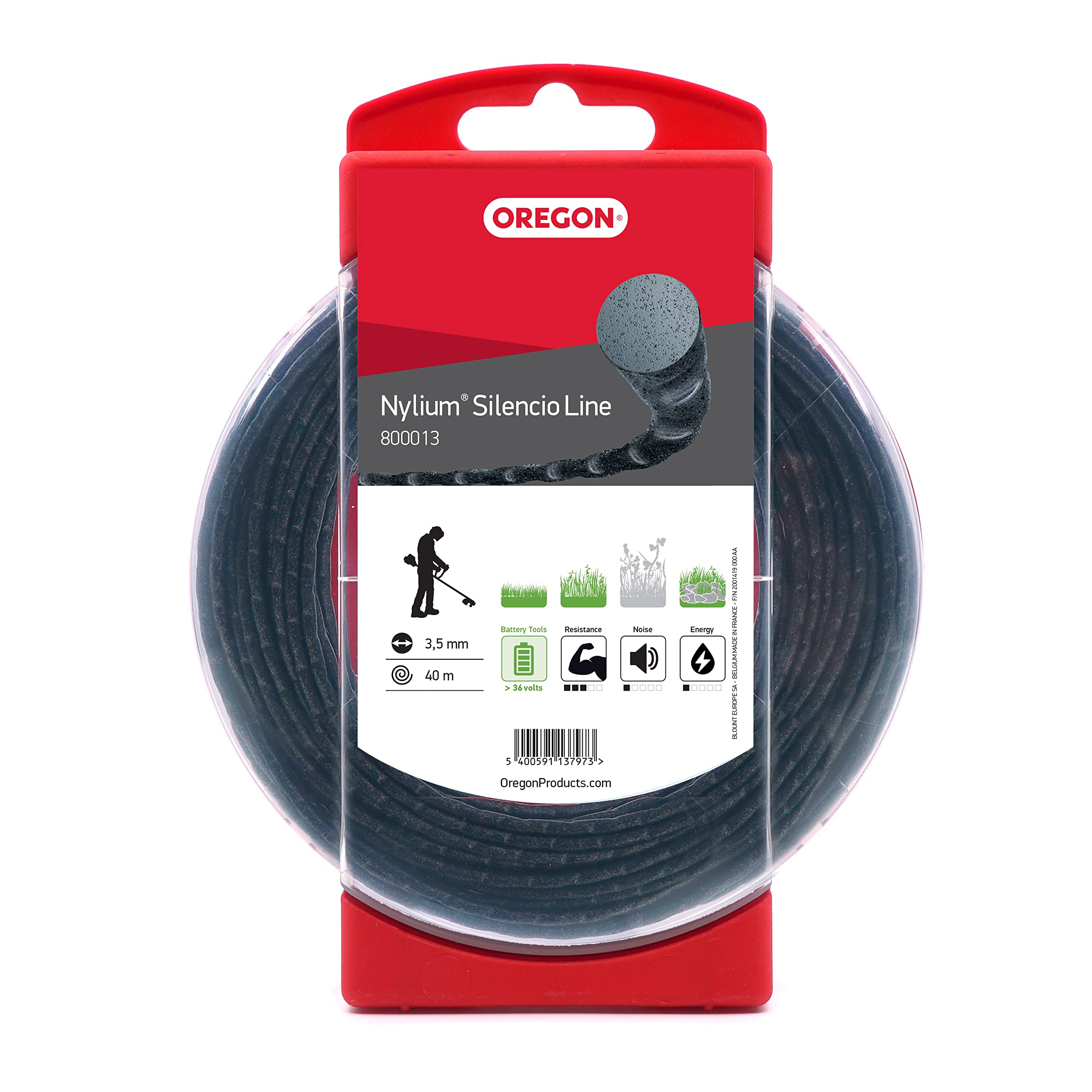 Oregon Round 3.5mm Strimmer Line with Aluminium Particles, Tackles Long Grass, Weeds & Thick Vegetation, Professional Heavy Duty Strimmer Wire, Fits Most Standard Models, 3.5 mm x 40 m (800013)