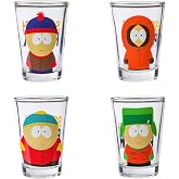Silver Buffalo South Park, 4 Pack Mini Glass Set, 1.5oz | Stan, Kenny, Cartman, Kyle, 0.04 Liters