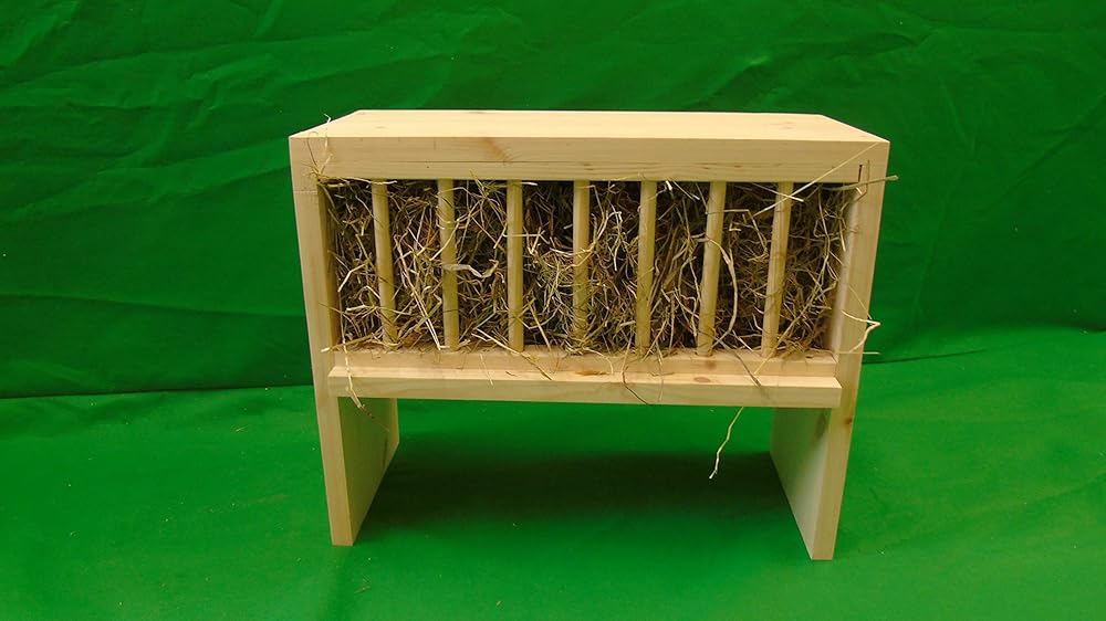 wooden hay feeder for rabbits