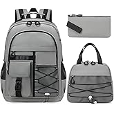 GeeWin Backpack for Boys, Waterproof Boys Backpacks 15.6" Laptop Backpack Schoolbag for Teens Boy Kids Children Middle High School, Back to School Book Bags Set with Lunch Bag & Pencil Bag (Grey)