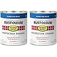 Rust-Oleum 7724502-2PK Stops Rust Brush On Paint, Quart (2 Pack), Gloss Sail Blue, 2 Can