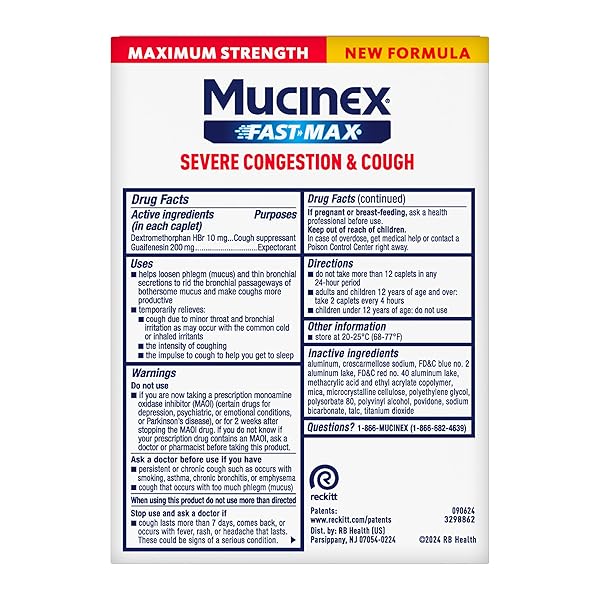MUCINEX FAST-MAX SEVERE CONGESTION & COUGH MEDICINE FOR ADULTS, COUGH & BOTHERSOME MUCUS RELIEF WITH DEXTROMETHORPHAN HBR & GUAIFENESIN, COUGH SUPPRESSANT & EXPECTORANT MEDICINE, 20 COUNT