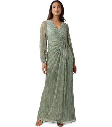 Adrianna Papell Cape Beaded Long Dress, ICY SAGE, 4 : Clothing, Shoes & Jewelry