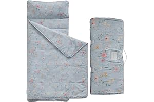 DUSHOW Cotton Toddler Nap Mat,Roll Up Slumber Bags for Boys,Toddler Nap Mat with Removable Pillow, Kids Sleeping Mat for Daycare and Preschool Kindergarten