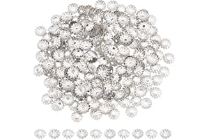 UNICRAFTALE 300Pcs Flower Bead Caps 304 Stainless Steel Bead Caps 6mm Diameter Bead Cone Metal Flower End Caps for DIY Jewelry Making 6x1mm, Hole 1mm Stainless Steel Color