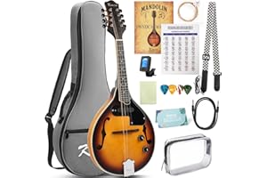 KMISE Mandolin Instrument A Style, Electric Acoustic Mandolins Instrument Kit 8 String with Tuner Strap Gig Bag Chord Chart for Beginners Adults Teens Youth Kid(A String Electric Mandolin, 8 String)