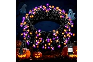 FairyGlim Halloween String Lights Plug in,33FT 100 LED String Lights with 8 Modes & Timer, Halloween Decorations for Party Carnival Supplies, Outdoor Indoor Yard Garden Decor, Purple & Orange