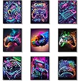 Gaming Room Canvas Wall Art Set of 9, Game Posters Wall Decor, Gamer Paintings Picture Print for Boys Room Kids Game Room Bedroom Boys Home Decoration 8x10In Unframed