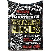 Huglanket Movie Lover Gifts, I'd Rather BE Watching Movies Flannel Plush Throw Blanket, 50 * 65 Inches