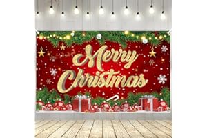 YQUQWN Large Merry Christmas Banner 72x44 Inch Christmas Backdrop for Party Decorations, Family Gatherings, Photo Shoots and Holiday Decor for Kids Party-Christmas Wall Banner