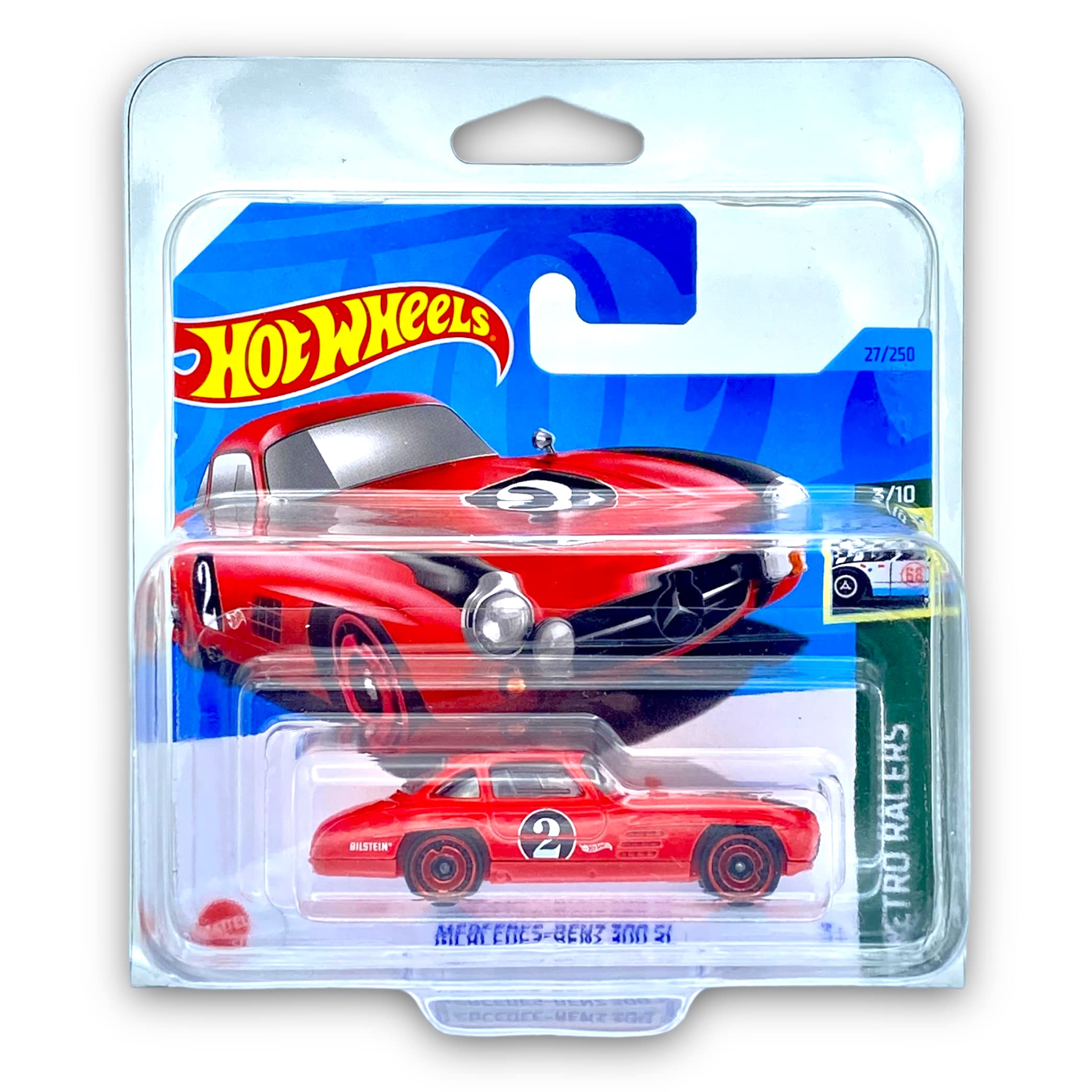 Hot Wheels Mercedes-Benz 300 SL (Red) 3/10 Retro Racers 2023-27/250 (Short Card) - COMES IN A KLAS CAR KEEPER PROTECTIVE COLLECTORS CASE - HKH02
