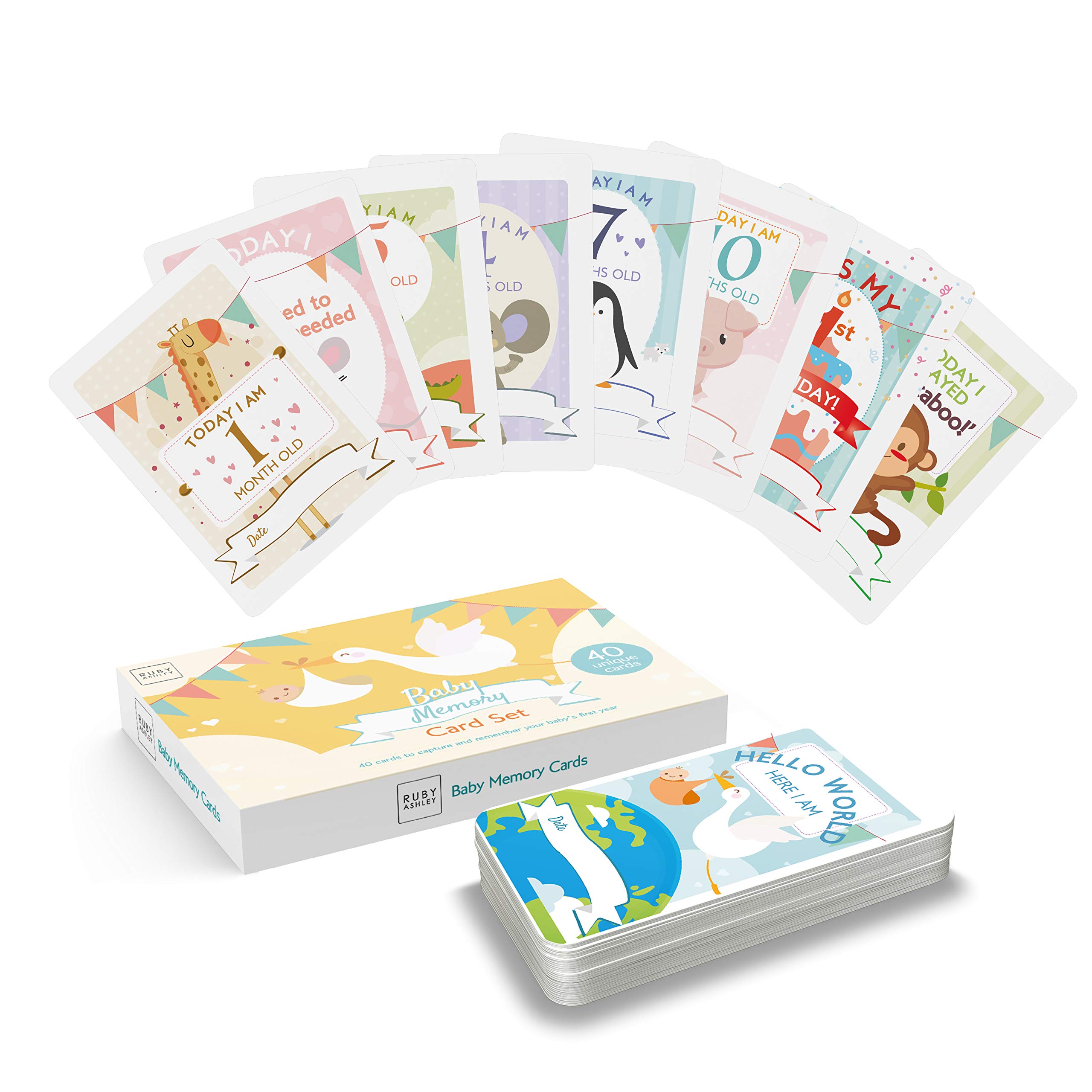 Baby Milestone Cards. 40 Milestone Baby Cards. Pregnancy Gift for Mum Baby Memory Cards Mummy to be Gift by Ruby Ashley®