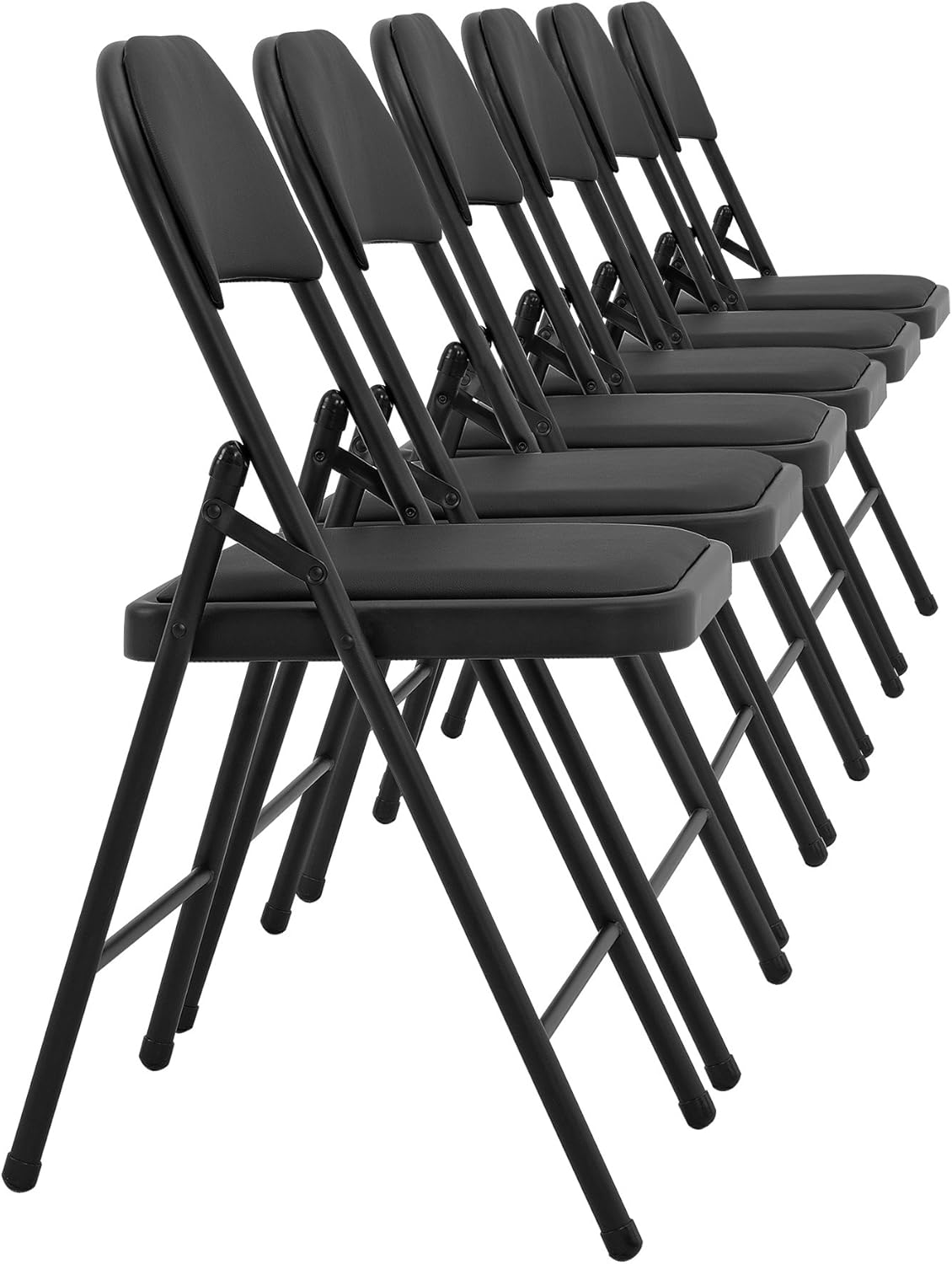 Pro-Tec Konferenzstuhl 6er Set Schwarz Metall Kunstleder Klappbar