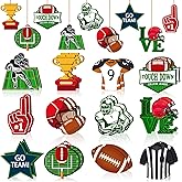 Frienda 24 Pcs Football Wooden Ornament Football Cutout Wood DIY Crafts Wooden Hanging Ornaments with Twines for Party Decoration