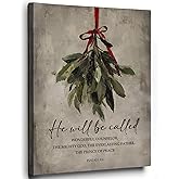 Ebroniah Christmas Mistletoe Christian Wall Art, Vintage Winter Festive Scripture Canvas Wall Art Decor for Living Room, Rustic Farmhouse Prints Framed Artwork for Walls Bedroom Kitchen Home 12x15in