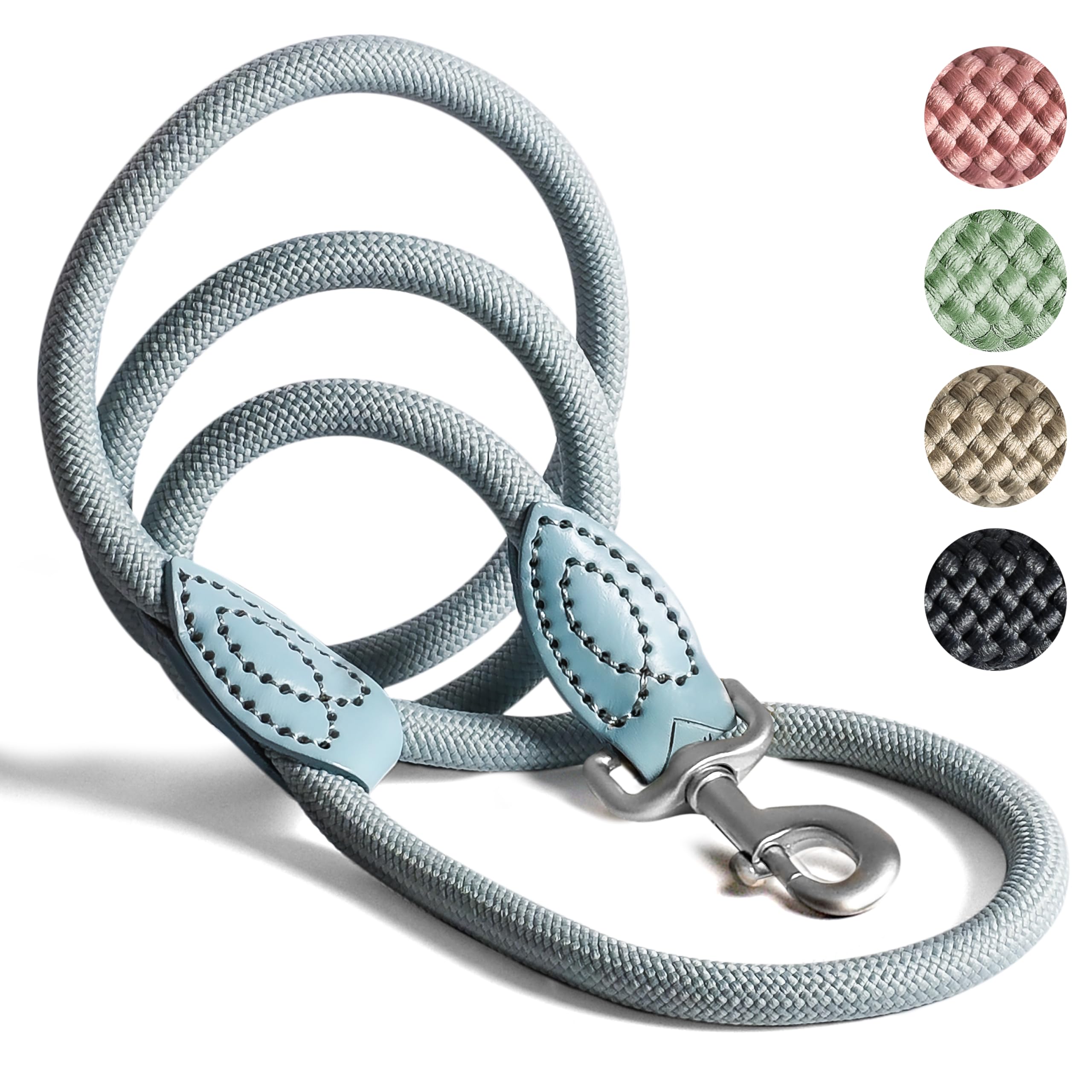 ne&no rope lead 1.7 m (slightly stretchy) for medium to large dogs I training lead I robust dog leash I round braided I dog slip leads I aqua 170 cm
