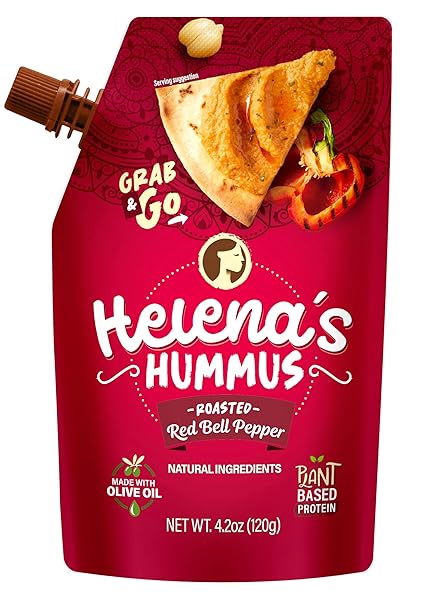 HELENA HUMMUS TRIPACK, SHELF-STABLE, NO ADDED PRESERVATIVES, 2 NATURAL CLASSIC 4.23 OZ AND 1 ROASTED BELL PEPPER 4.23 OZ (PACK OF 1 TRIPACK)