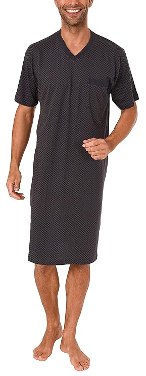 NORMANN WÄSCHEFABRIK Elegantes Herren Nachthemd Kurzarm - auch in Übergrössen erhältlich bis Gr. 70-191 111 90 518
