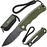 ROMANTICIST Folding Pocket Knife - 3.15" D2 Steel Blade & Non-Slip G10 Handle - Pocket Knife for Camping, Hiking and Outdoor 