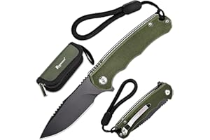 ROMANTICIST Folding Pocket Knife - 2.95" D2 Steel Blade & Non-Slip G10 Handle - Pocket Knife for Camping, Hiking and Outdoor Tasks - EDC Folding Knife with Clip & Lanyard - Unique Gifts for Men Women