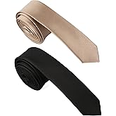 BELLUNO 1.5 inch Super Skinny Ties for Men, Solid Slim Retro Ties, Basic Colors Ultra Thin Ties, Pack of 4 or 2