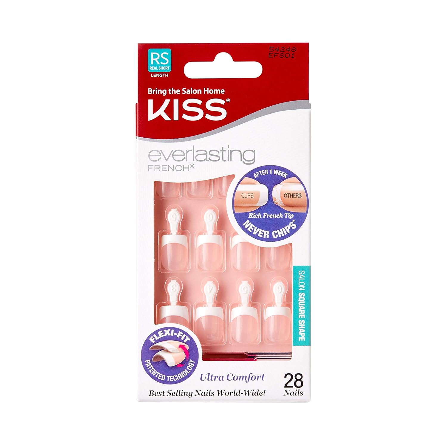 Kiss Everlasting French GlueOn Nails Kit, White, Real
