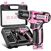 Cordless Drill:DEKOPRO 12V Power Drill Set with Pink 800RPM Electric Drills with Tool Set Gift Box, Pink Drill Set for Women