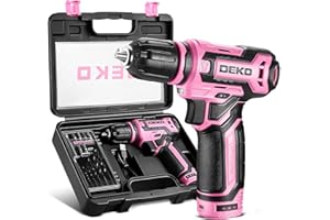 Cordless Drill：DEKOPRO 12V Power Drill Set with Pink 800RPM Electric Drills with Tool Set Gift Box, Pink Drill Set for Women
