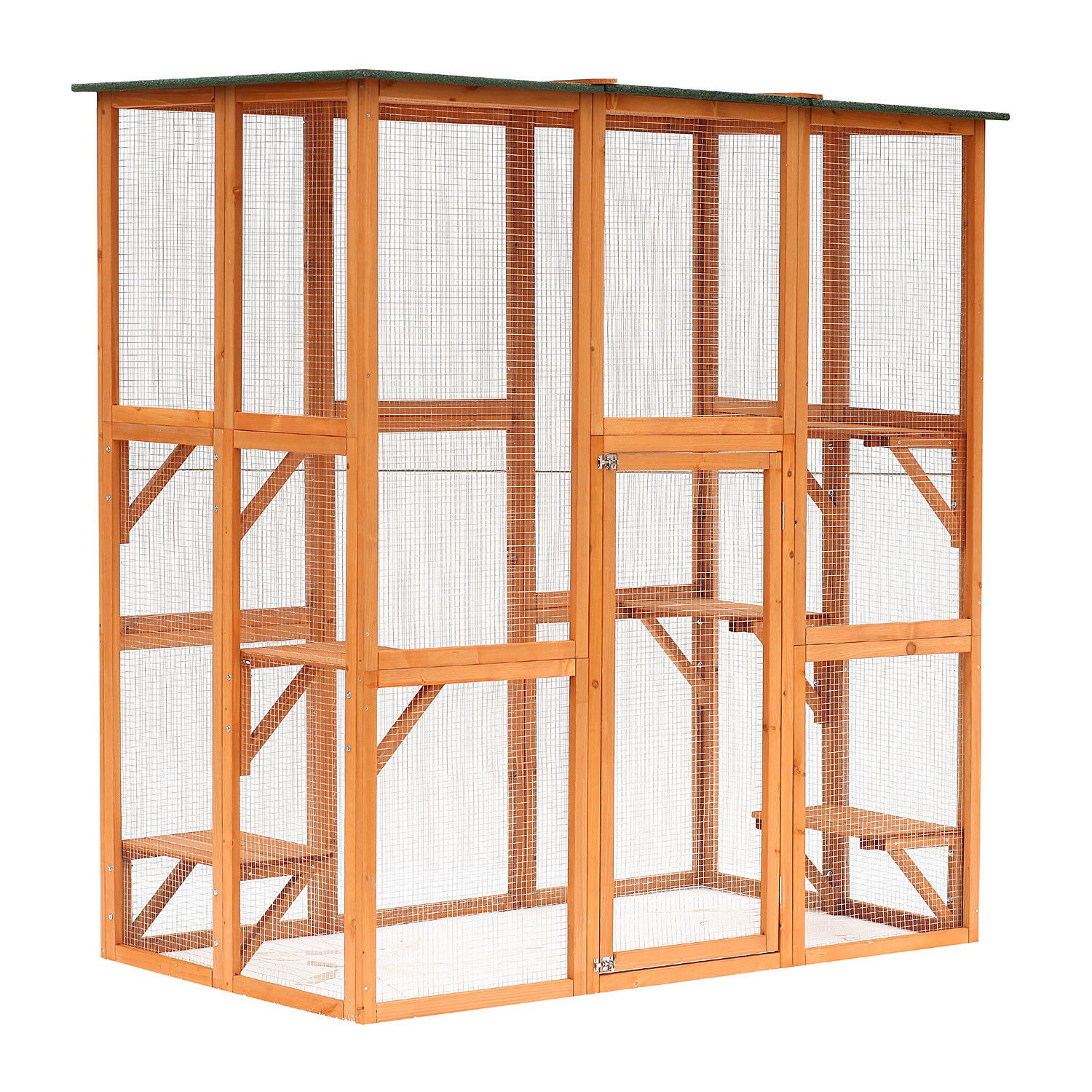 Pawhut 71 X 39 X 71 Large Wooden Outdoor Cat Enclosure Catio