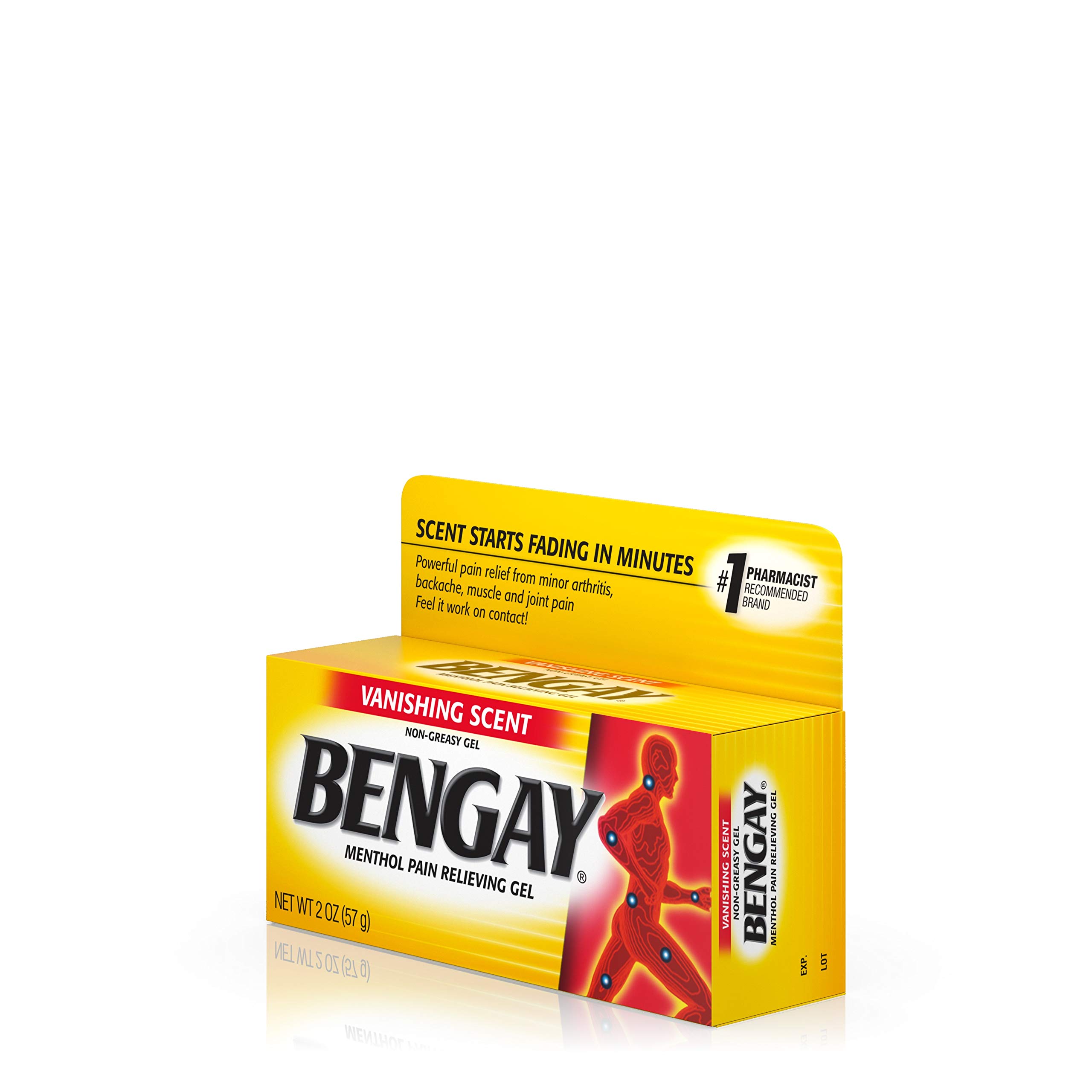 Bengay Vanishing Scent, Menthol Pain Relieving Gel, NonGreasy, 2 Ounce