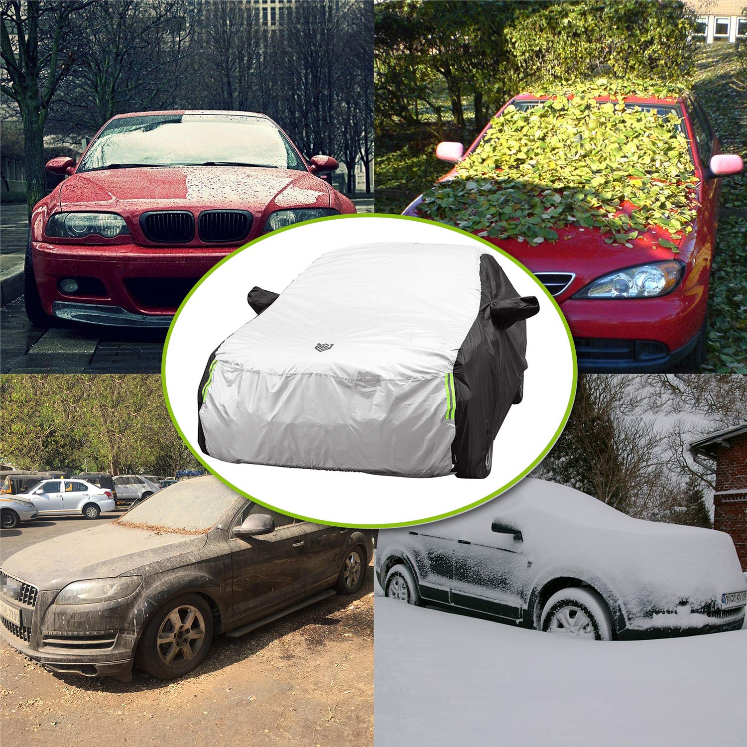 Seven Sparta Car Cover Universal Sedans SUV Hatchback Auto Vehicle Cover Waterproof Dustproof Scratchproof UV Protection L (177\
