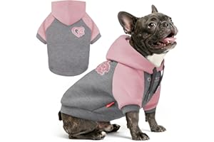 KYEESE Dog Hoodie Stretchy Warm Pet Clothes Pet Sweatshirt with Drawstring Comfort Cat Sweater Soft Dog Clothes for Small Dogs Cat Coat with Leash Hole Dogs Winter Coat for Cold Weather
