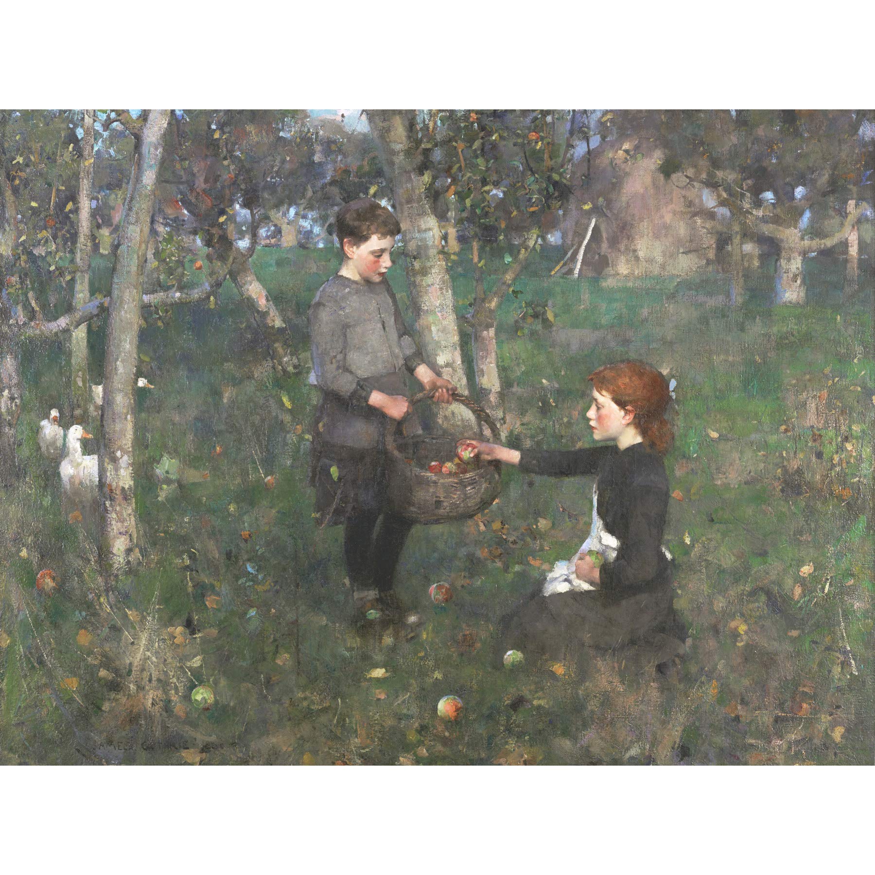 Guthrie Children Apple Orchard Painting Large Wall Art Print Canvas Premium Mural