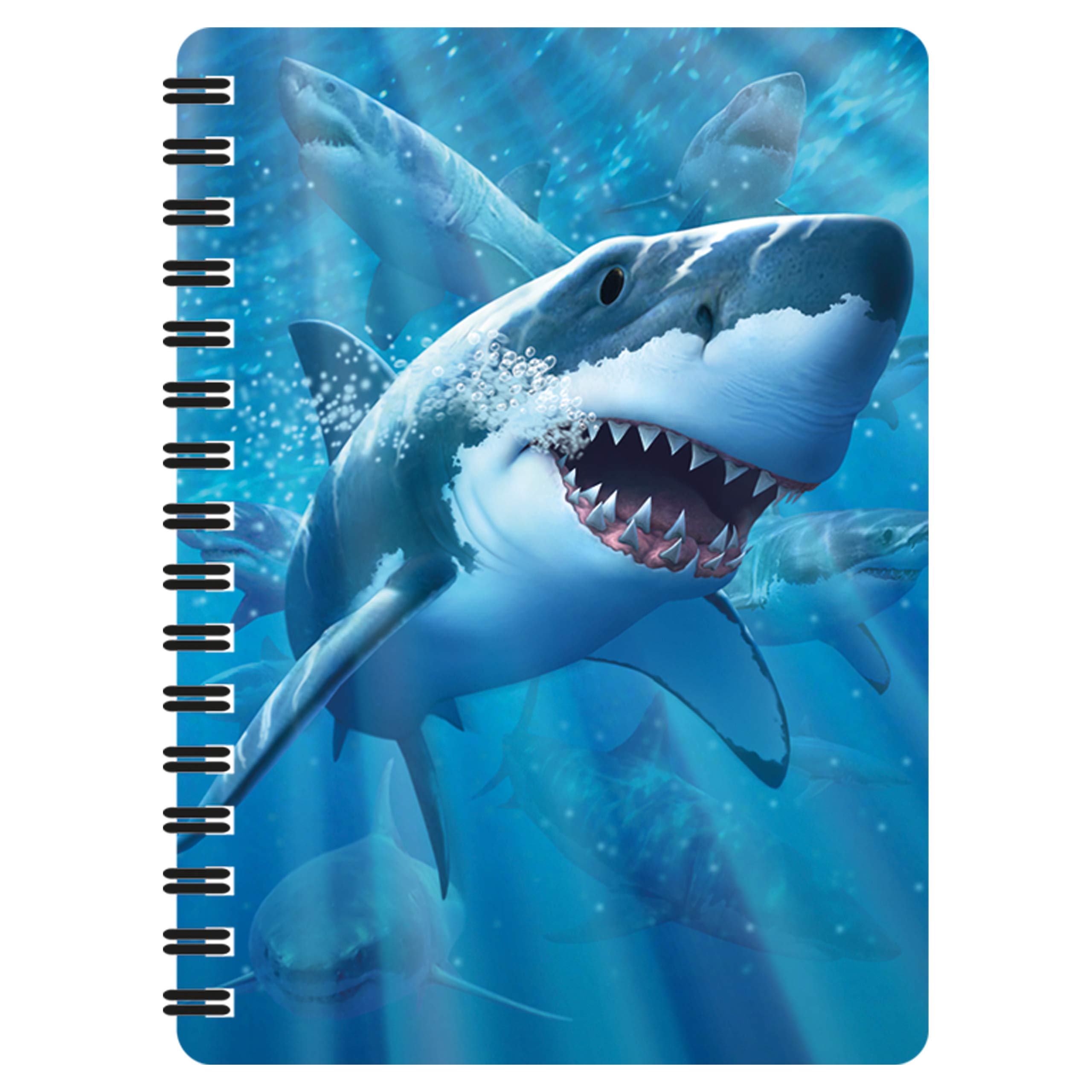 3D LiveLife Jotter - Great White Delight from Deluxebase. Spiral Bound A6 5.5x4in Small Notebook with 80 Plain Recycled Pages. Pocket Sized Animal Notepad, Journal or Drawing Book with Shark Cover