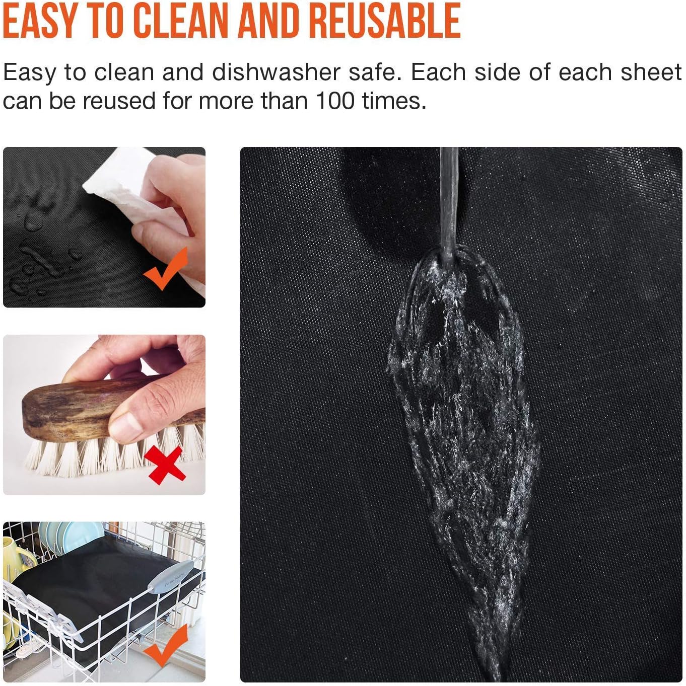Ankier BBQ Grill Mat, Set of 8 Non Stick BBQ Baking Mats Reusable for Charcoal Gas or Electric Grill, Easy to Clean - Image 5