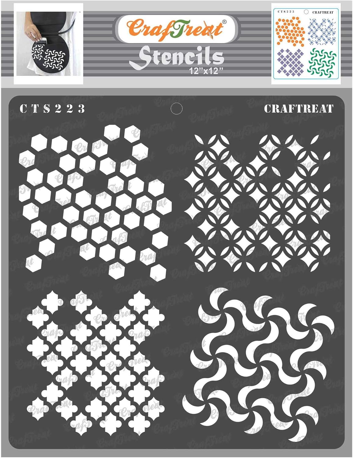CrafTreat Pattern Stencils for Art and Design Distressed Patterns