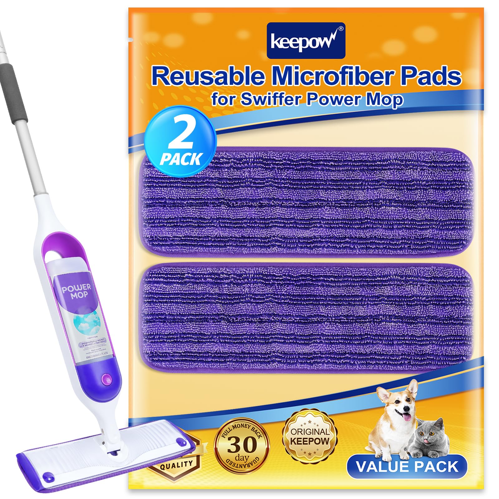 Photo 1 of ***Only 1***
KEEPOW Reusable Power Mop Refill Pads for Swiffer Power Mop, Powermop Mopping Pad Refills for Wood Floor Cleaning, Machine Washable Microfiber Mop Pads for Wet and Dry Use, 2 Pack
