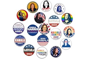 GTOTd Kamala Harris 2024 Buttons Pin(18 Pack,1.5 inch）Patriotic American Flag President Elect Vote Support Gifts Merch Party Supplies Button for Accessories Art DIY Crafts Decor Style A