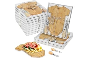 12 Set Baby Shower Favors, Wooden Mini Charcuterie Boards with Knives and Forks Bulk Bodysuit Shape Cheese Cutting Board Than