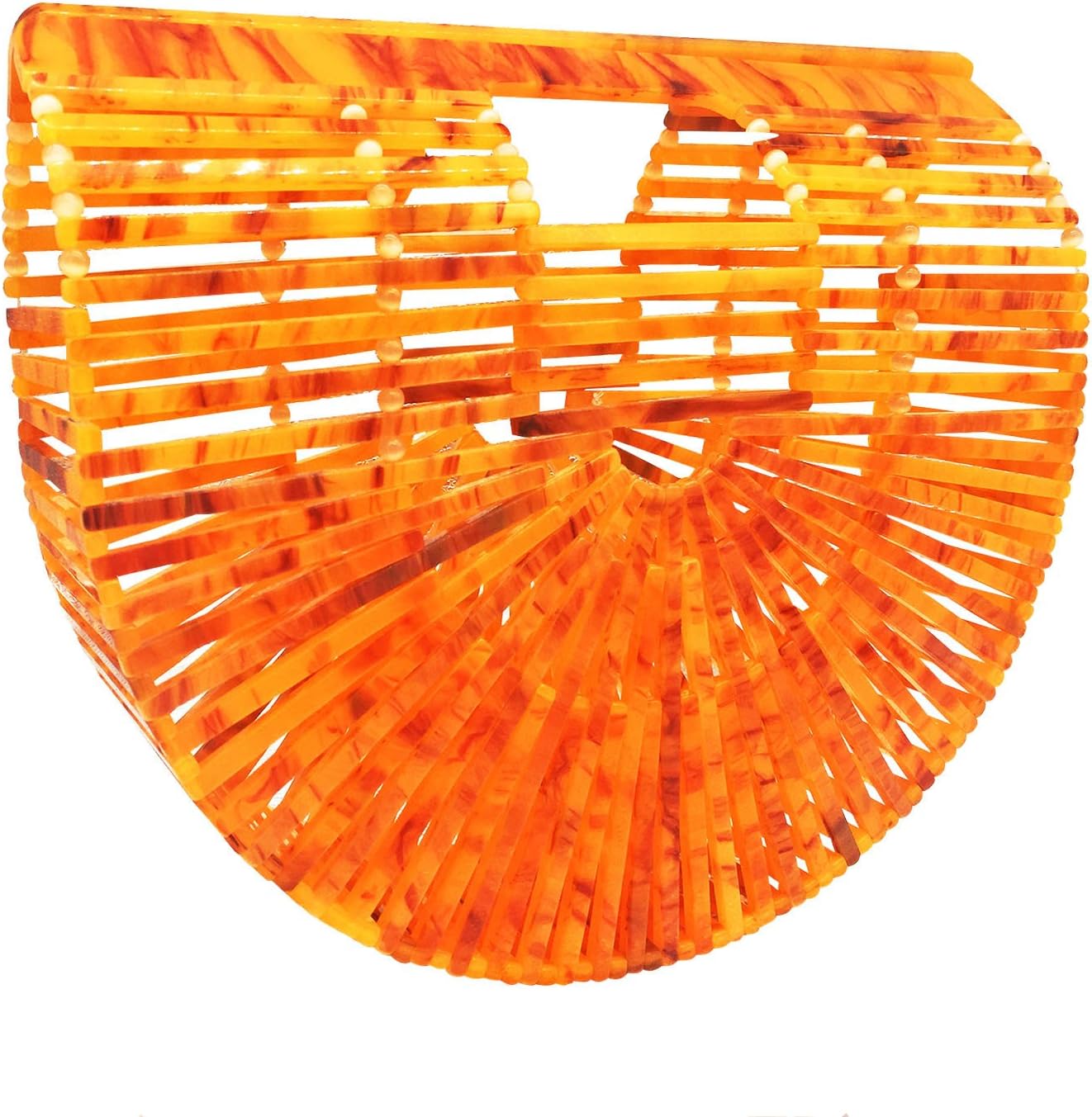 Beauty Womens Ark Bamboo/Acrylic Clutch Handbag Large Tote Bag Beach Bag (Dark orange)