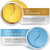 Under Eye Patches Kit: 120 Pcs Retinol & Golden Gel Eye Mask for Dark Circles, Puffiness and Wrinkles - Day & Night Skin Treatment Pads with Niacinamide, Collagen, Hyaluronic Acid & Vitamin C (2 Pack)