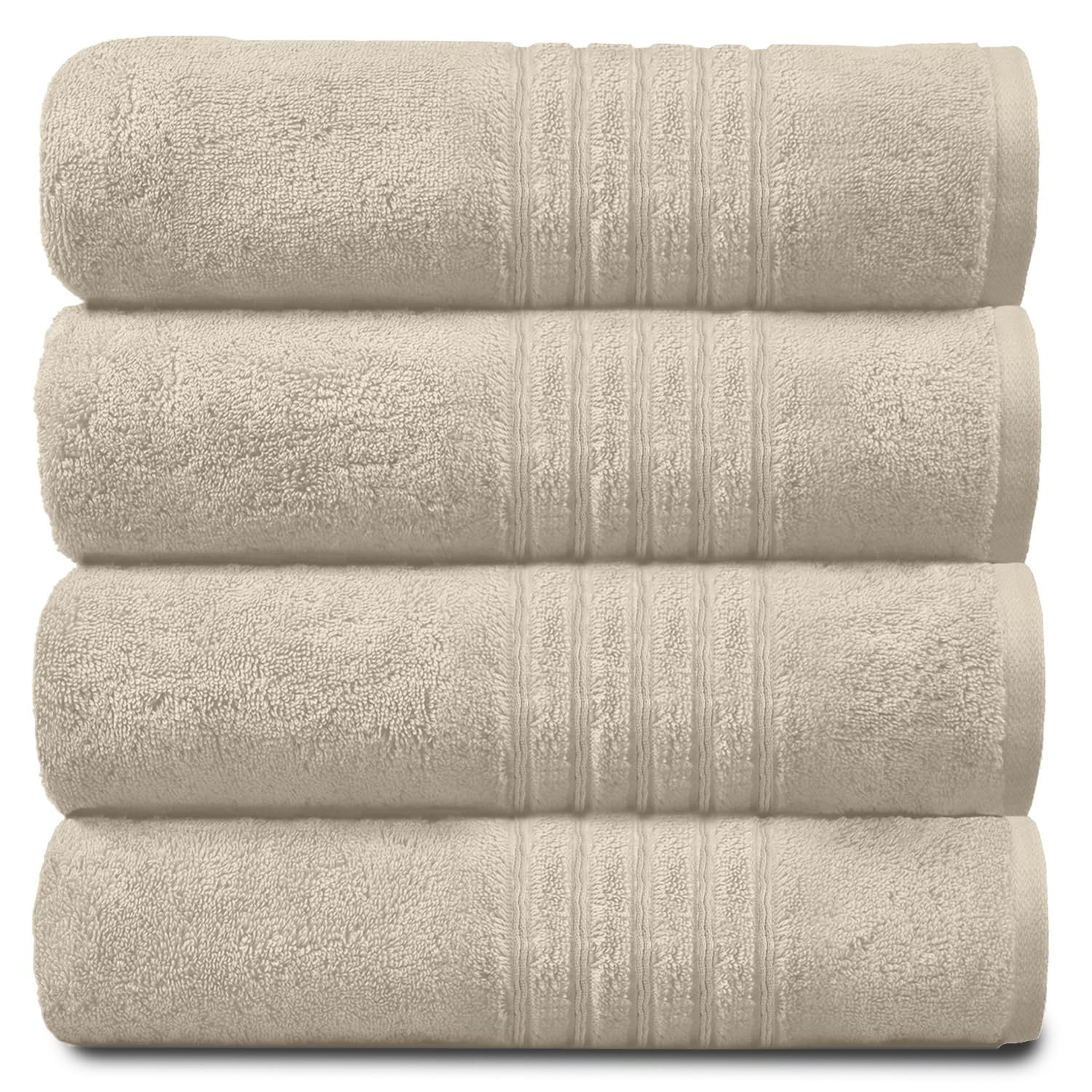 GC GAVENO CAVAILIA Luxury Pack Of 4 Bath Sheets, 100% Egyptian Cotton Towels, 450 GSM Quick Dry Towel, Cream, 80X140