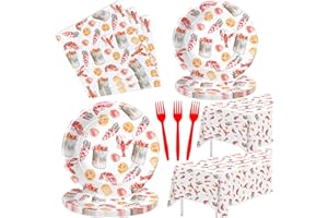 APOWBLS Crawfish Boil Plates And Napkins Party Supplies - Lobster Boil Party Tableware, Plate, Napkin, Tablecloth, Fork, Crayfish Seafood Shrimp Boil Party Supplies For Birthday Baby Shower | Serve 24