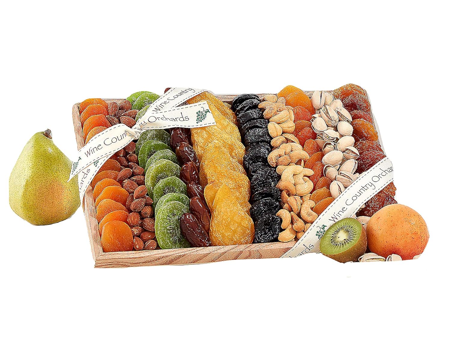 Dried Fruit and Nut Sampler Gift Tray.by Wine Country Gift Baskets Thank You Token of Appreciation Wooden Tray Perfect Gift For All Occasions, Keto Friendly Protein Healthy Choice